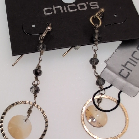 Chico's Gold and Silver Dangle Earrings - Picture 3 of 4